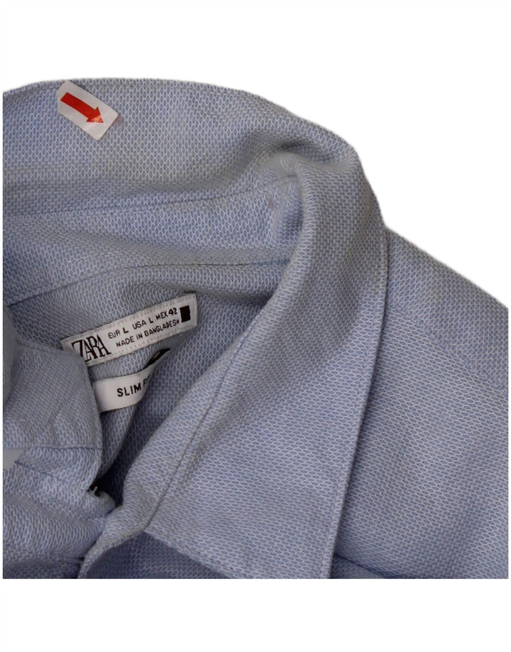 ZARA Slim Fit skjorte til mænd, stor blå bomuld
