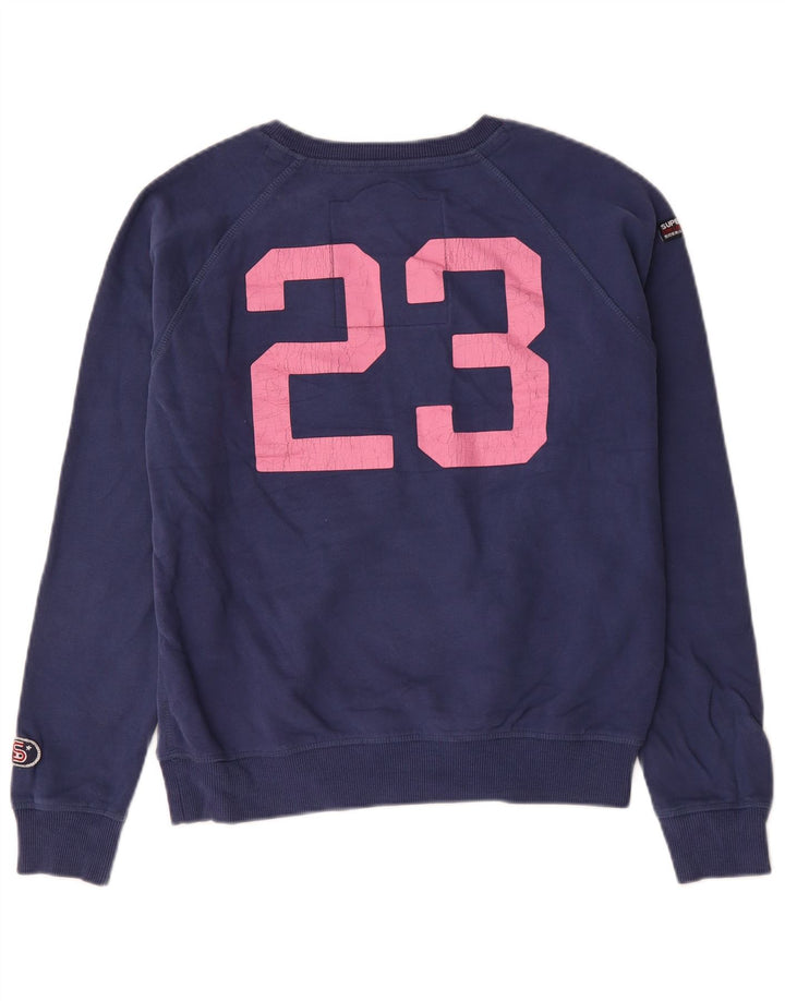 Superdry Womens Grafisk Oversized Sweatshirt Jumper UK 14 Medium Navy Blue