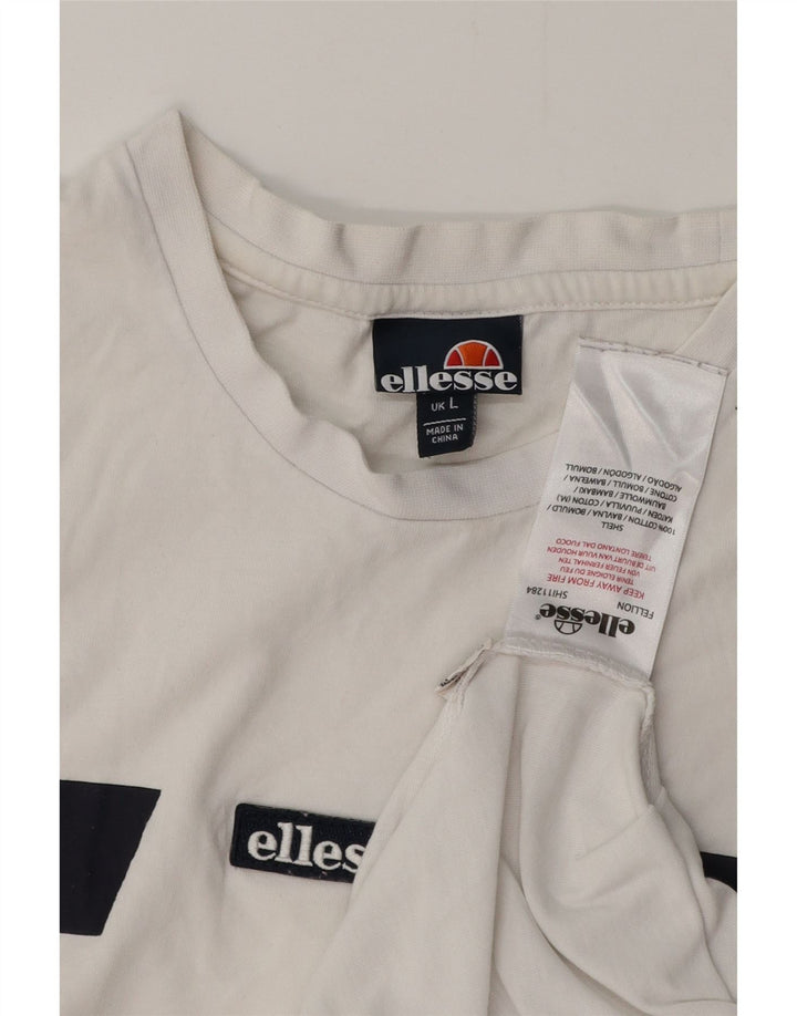 ELLESSE Herre T-Shirt Top Stor Hvid Colourblock Bomuld