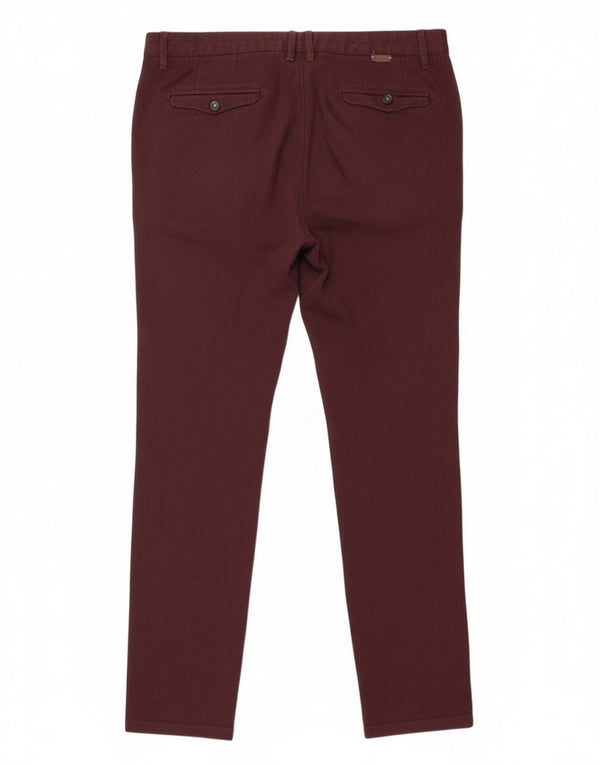 Zara Herre Slim Chino Bukser EU 44 Large W34 L32 Bourgogne Bomuld