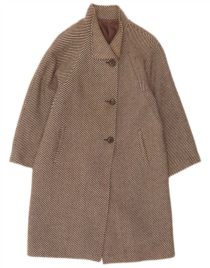 Vintage overfrakke til kvinder UK 14 medium brun nålestribe