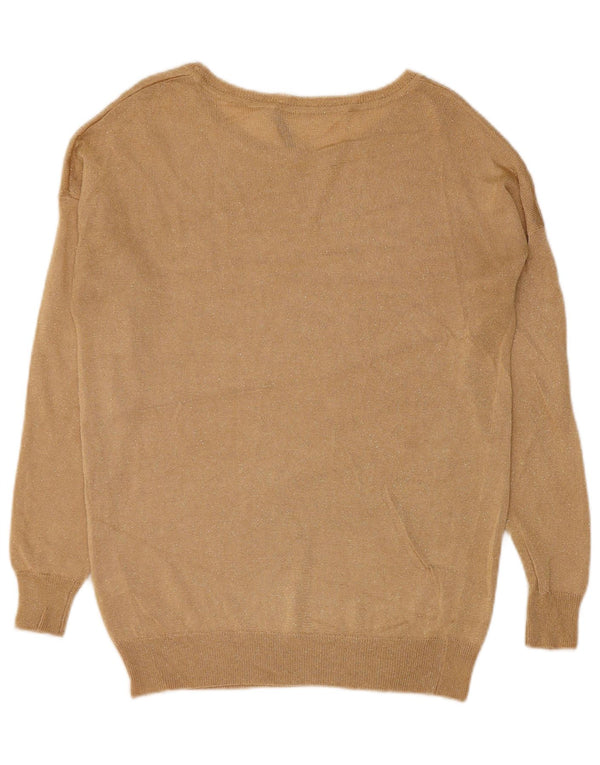 Oasis Womens Oversized Boat Neck Jumper Sweater UK 10 Small Gold Viscose