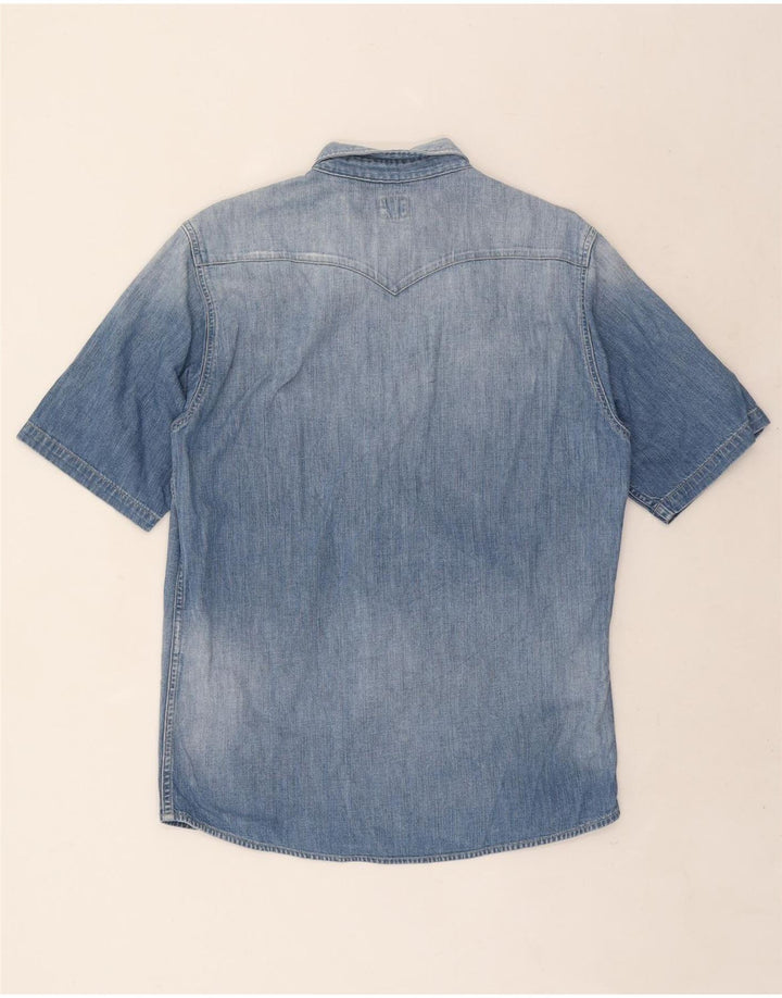 Lee Kortærmet denimskjorte til mænd Stor blå bomuld