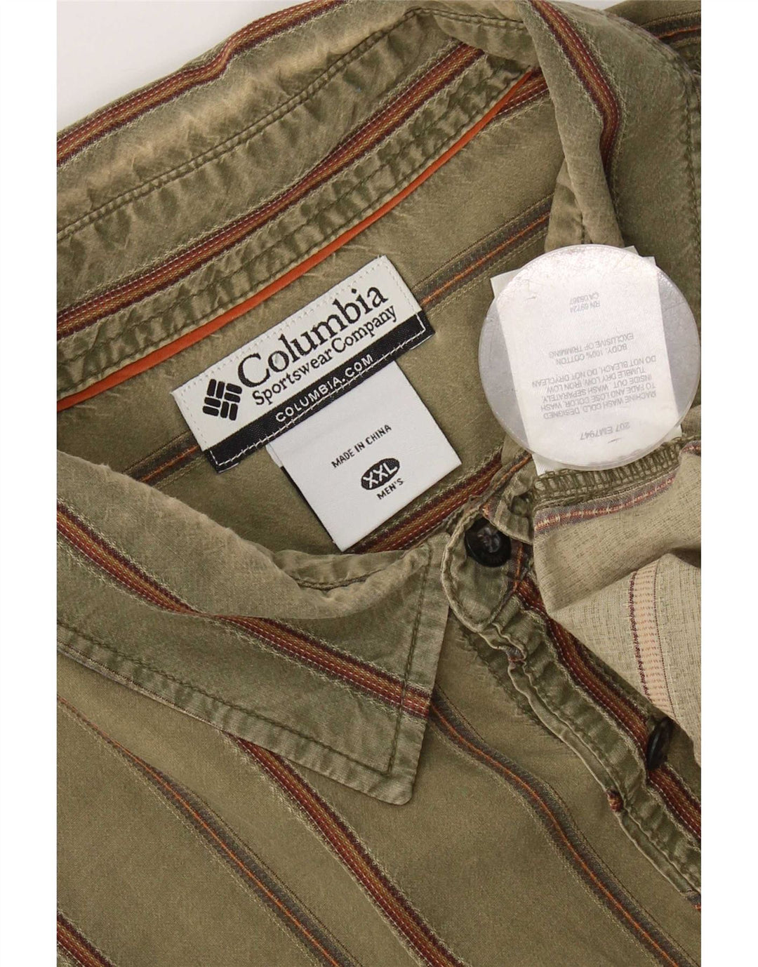 Columbia dameskjorte 2XL Khaki stribet bomuld