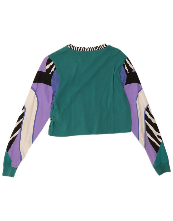 Vans Dame Crop Top Langærmet UK 10 Small Green Animal Print Bomuld
