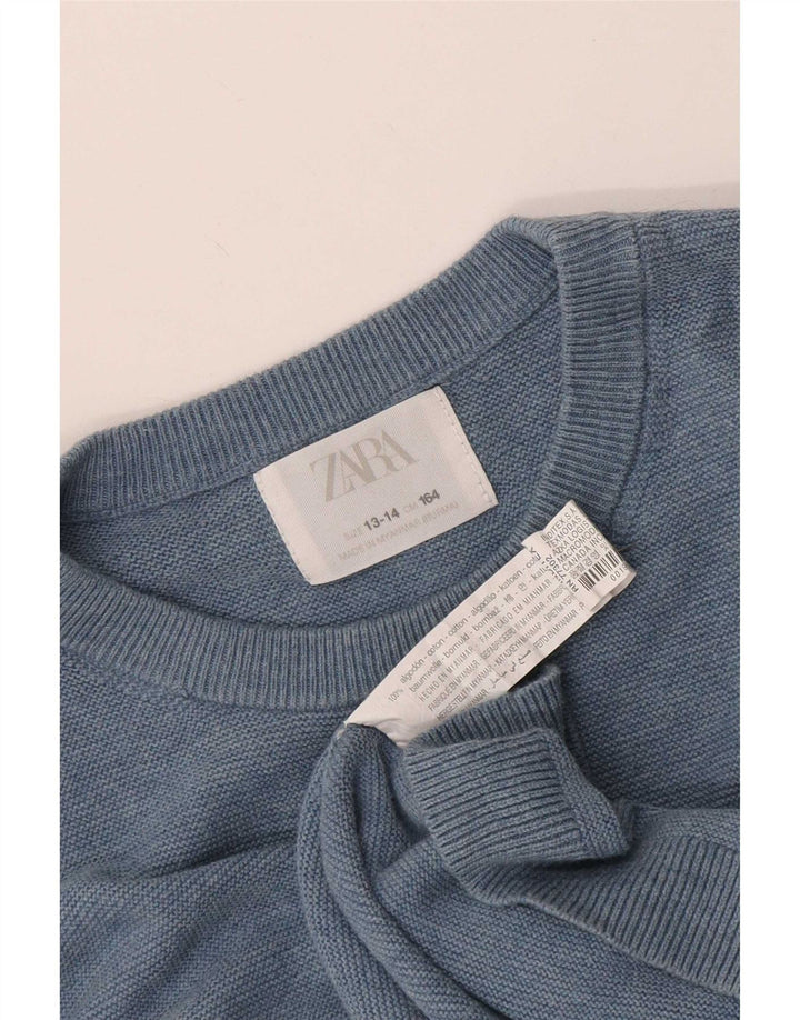 Zara drenge sweater med rund hals 13-14 år blå bomuld