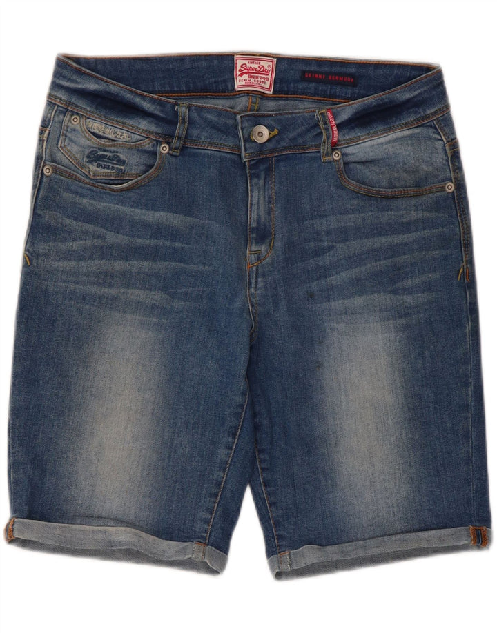 Superdry Bermuda skinny denimshorts W32 mellemblå bomuld til kvinder