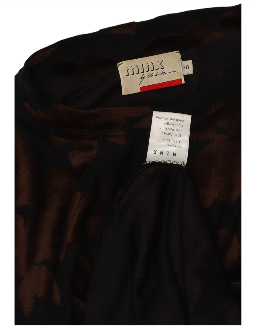 MINX BY EVA LUTZ Dame Velour Top Langærmet EU 38 Medium Sort Blomster