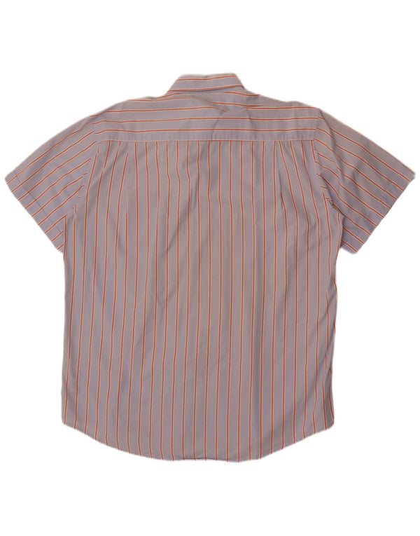 Sergio Tacchini Herre kortærmet skjorte 2XL blå stribet bomuld