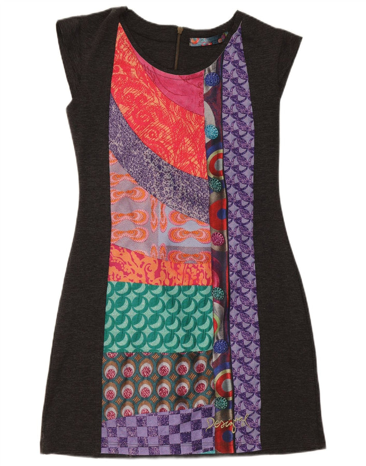 DESIGUAL Womens Sheath Dress UK 14 Large Black Patchwork