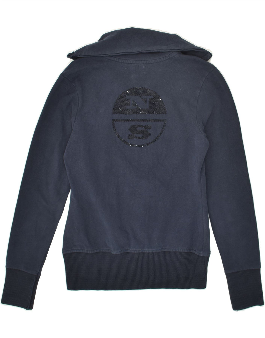 NORTH SAILS Womens Graphic Tracksuit Top Jacket UK 12 Medium Navy Blue Vintage North Sails and Second-Hand North Sails from Messina Hembry 