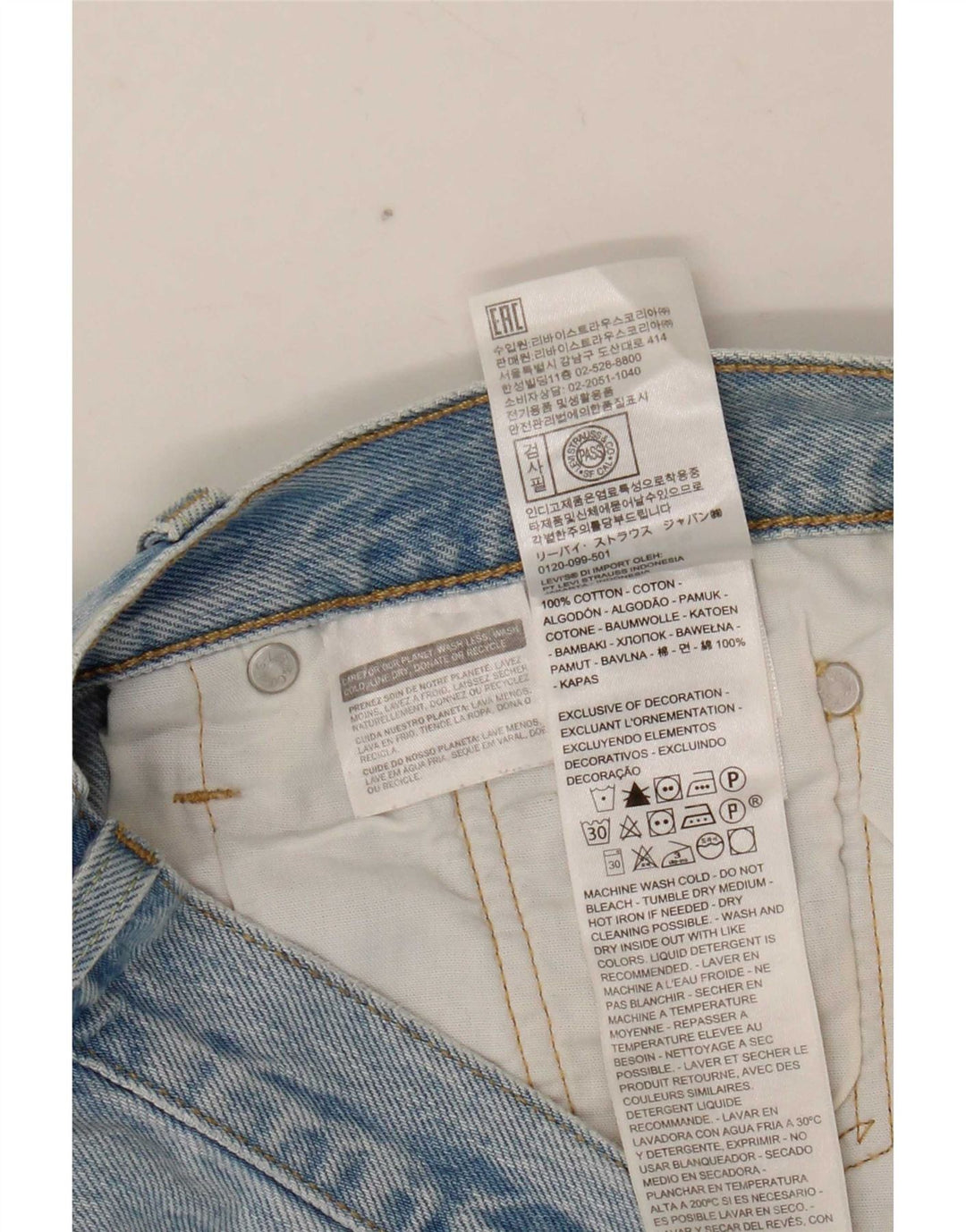 Levi's Womens 501 Distressed Denim Shorts W26 Små blå bomuld