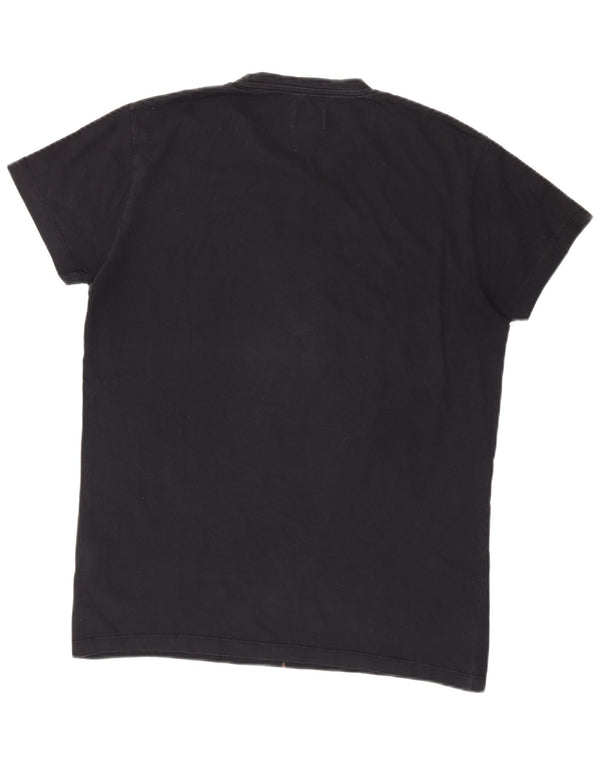 Jack & Jones Mens Graphic T-Shirt Top XL Black Cotton