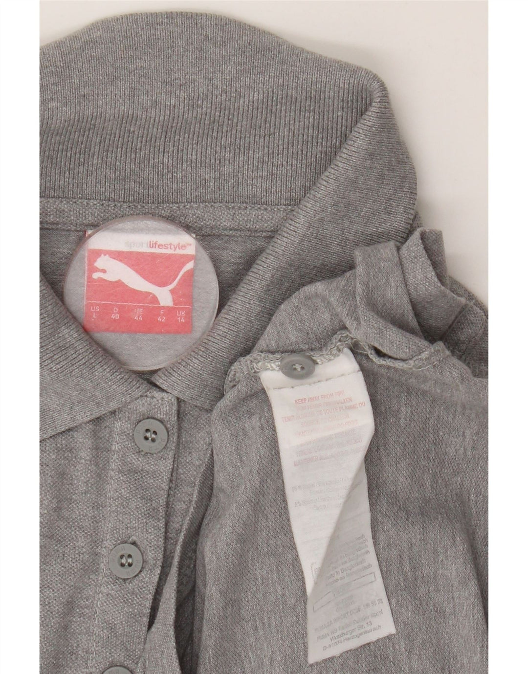 Puma Dame Polo Shirt UK 14 Medium Grey Bomuld