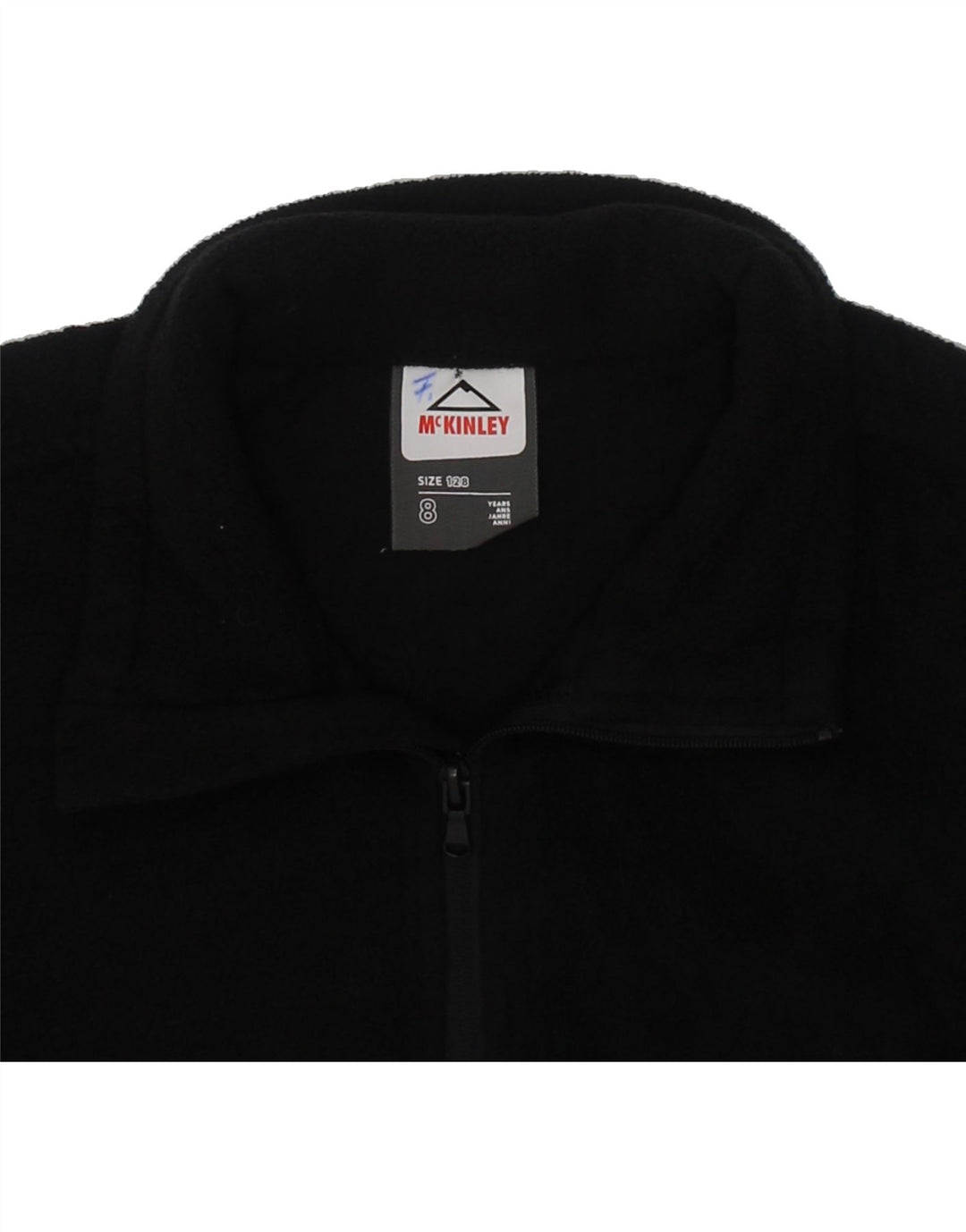 MC KINLEY Boys Zip Neck Fleece Jumper 7-8 Years Black Polyester Vintage MC Kinley and Second-Hand MC Kinley from Messina Hembry 