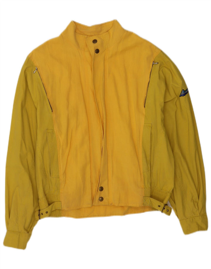Vintage Bomberjakke til mænd IT 46 Small Yellow Colourblock Bomuld