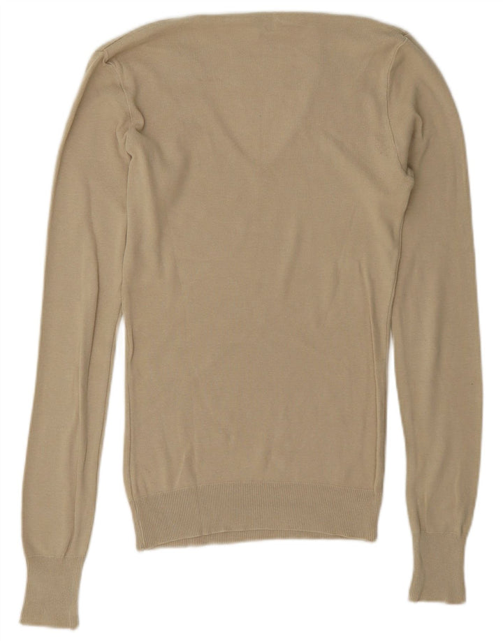Benetton Dame V-hals sweater UK 8 Small Beige