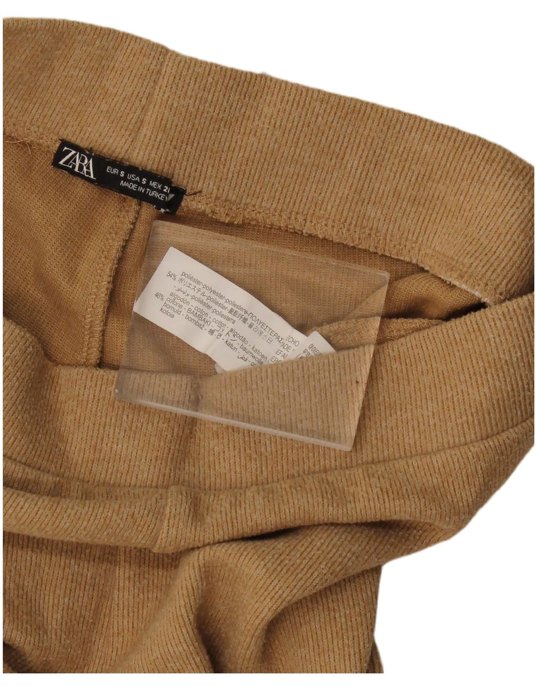Zara Træningsdragtsbukser til kvinder UK 10 Small Beige Polyester