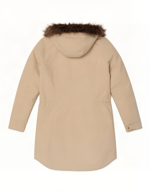 Columbia Dame Hætte Oversized Polstret Frakke UK 10 Small Off White