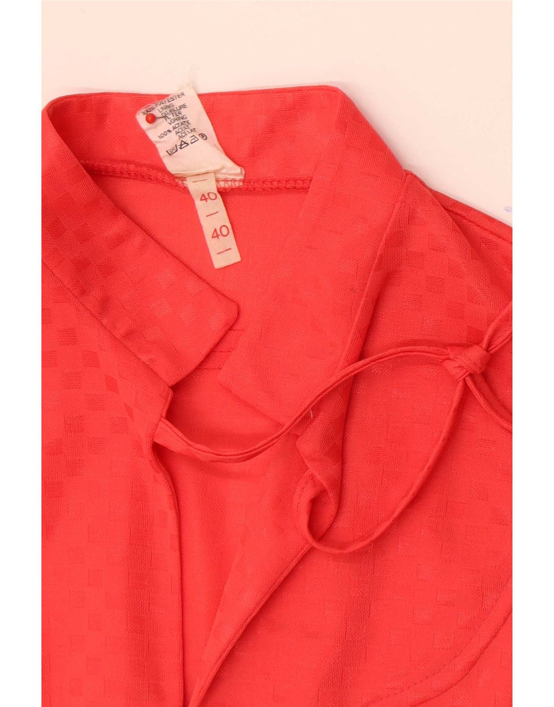 Vintage Dame Langærmet A-Line Kjole EU 40 Medium Rød Geometrisk Acetat