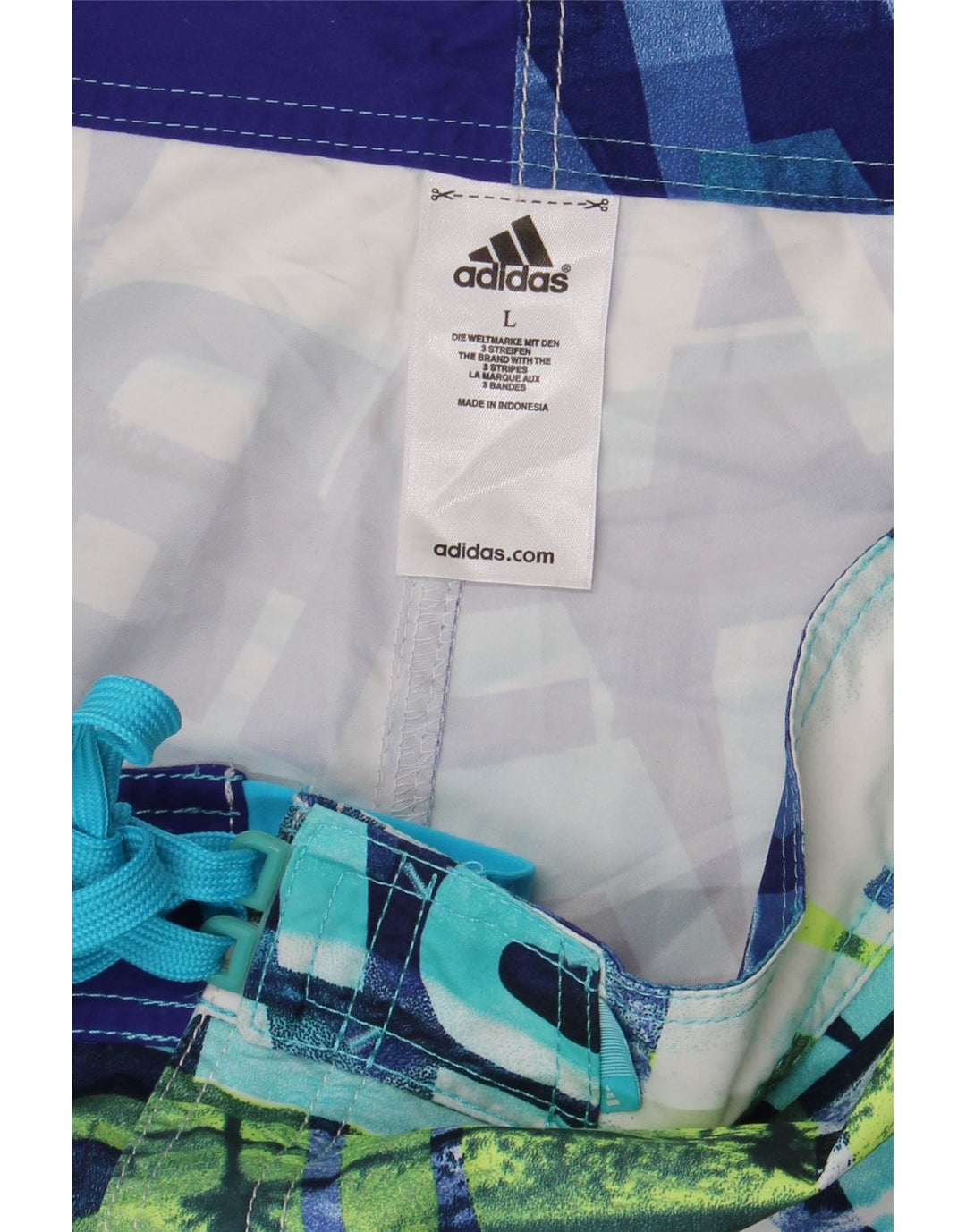 Adidas Herre abstrakt mønster grafiske svømmeshorts store blå polyester