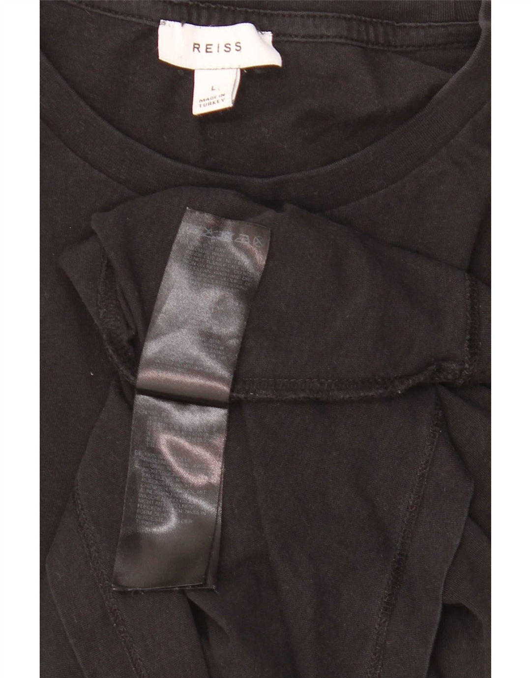 Reiss Herre T-Shirt Top Stor Sort Bomuld