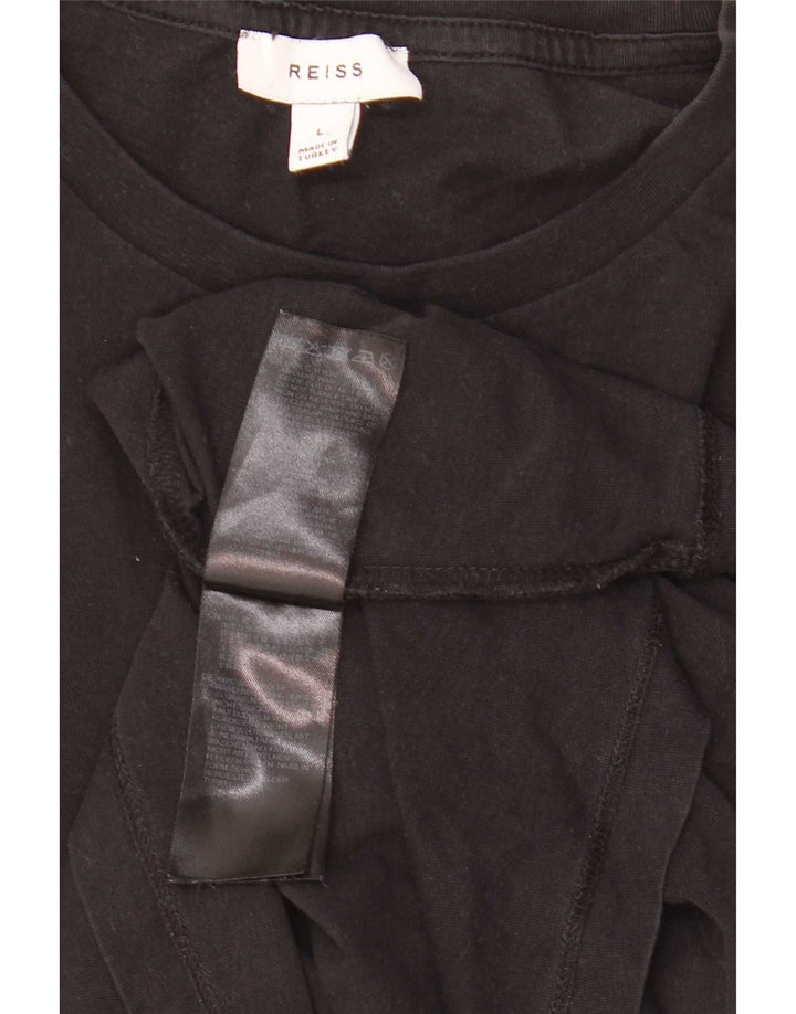 Reiss Herre T-Shirt Top Stor Sort Bomuld