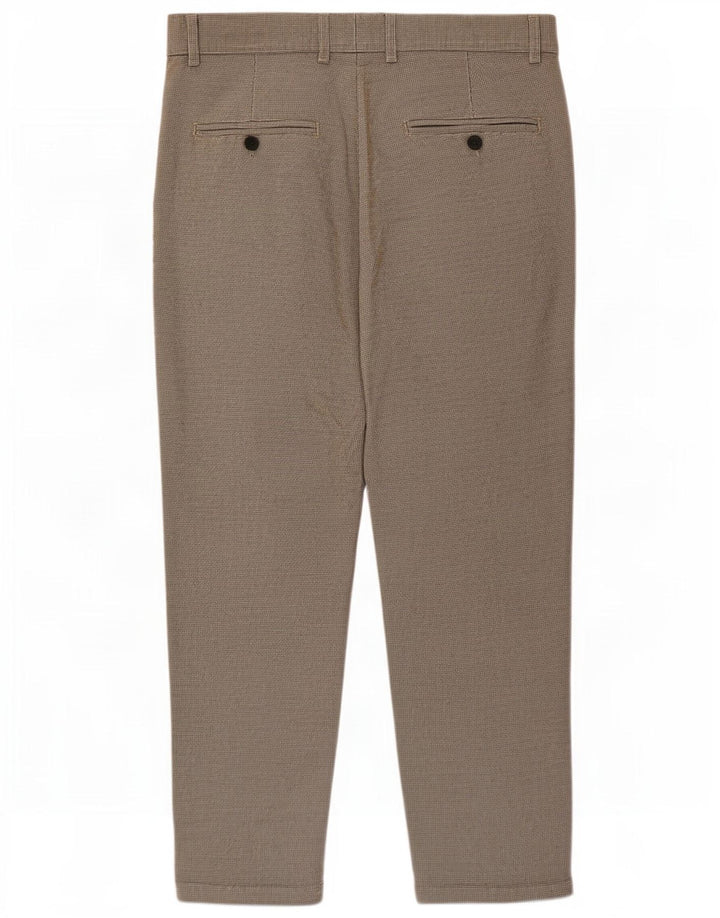 Zara Herre Crop Chino Bukser Medium W31 L24 Brown Houndstooth