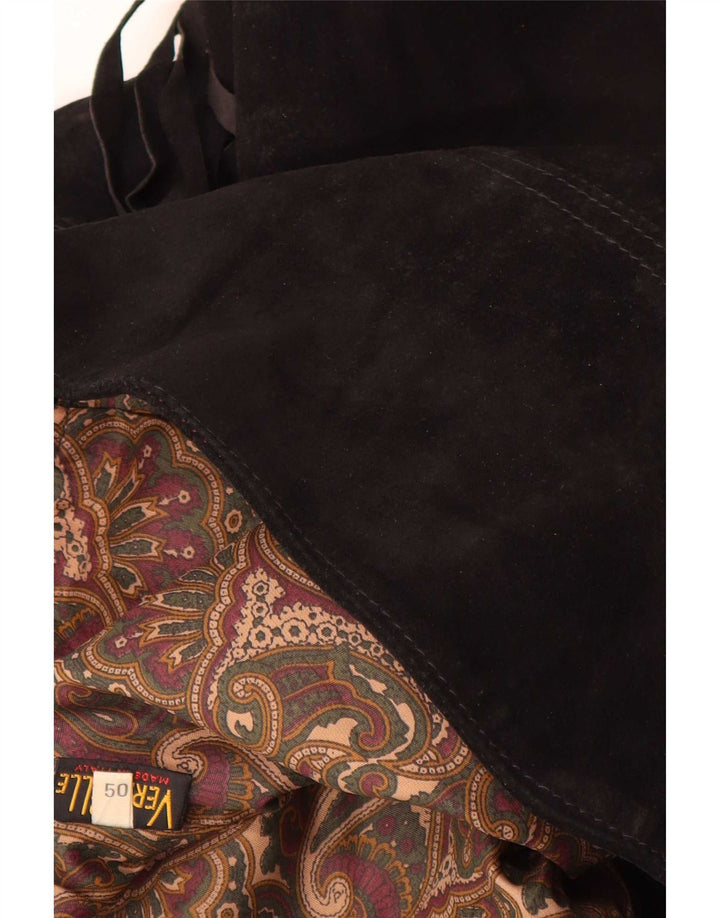 Vintage dame ruskindsjakke IT 50 XL sort læder cowboy