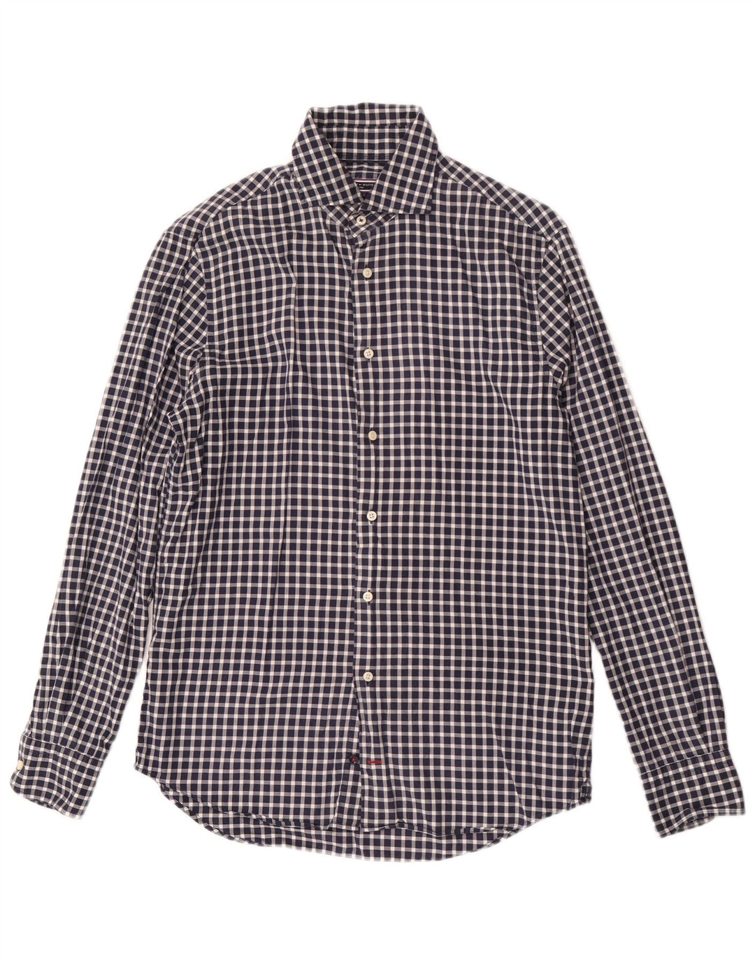 Tommy Hilfiger Herre Fitted Shirt Størrelse 38 15 Medium Navy Blue Gingham Cotton