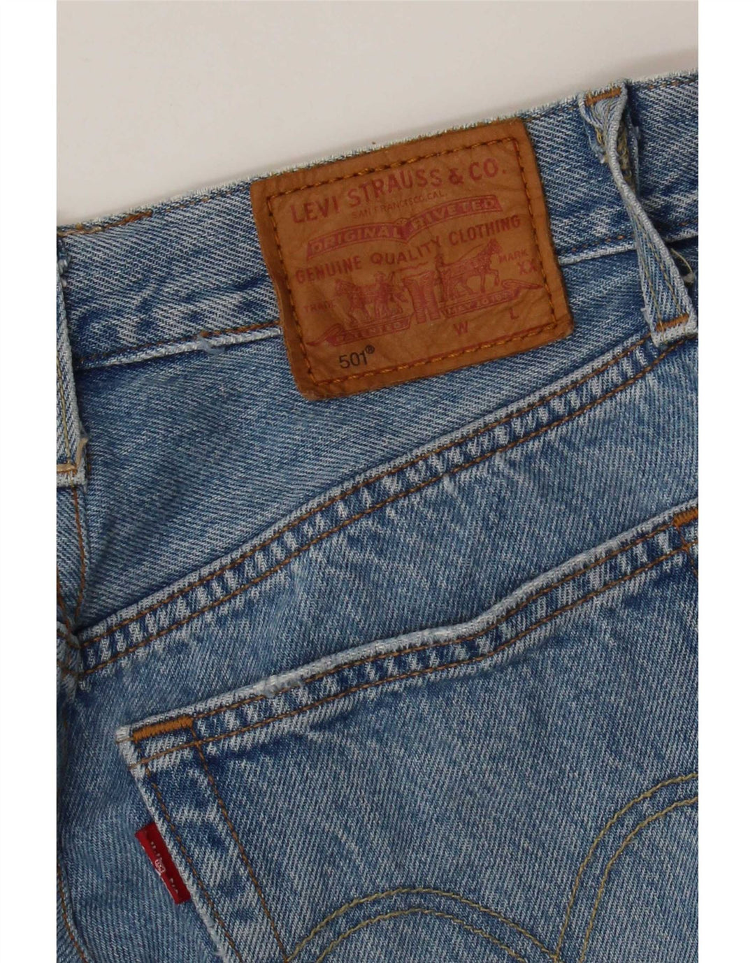 Levi's Womens 501 Distressed Straight Jeans W26 L26 Blå