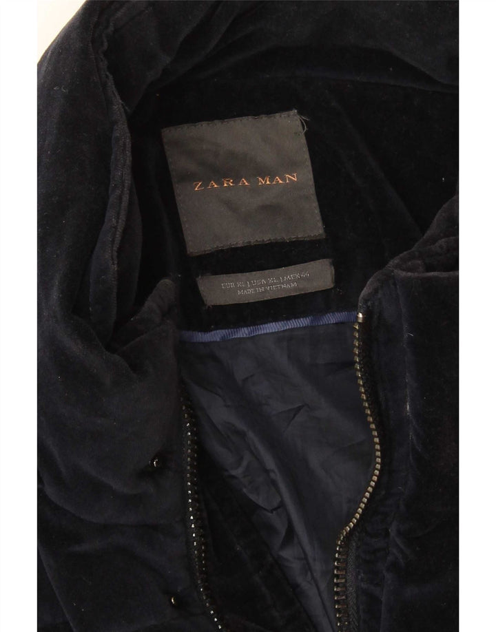 Zara Polstret Herrejakke UK 42 XL Navy Blue Bomuld