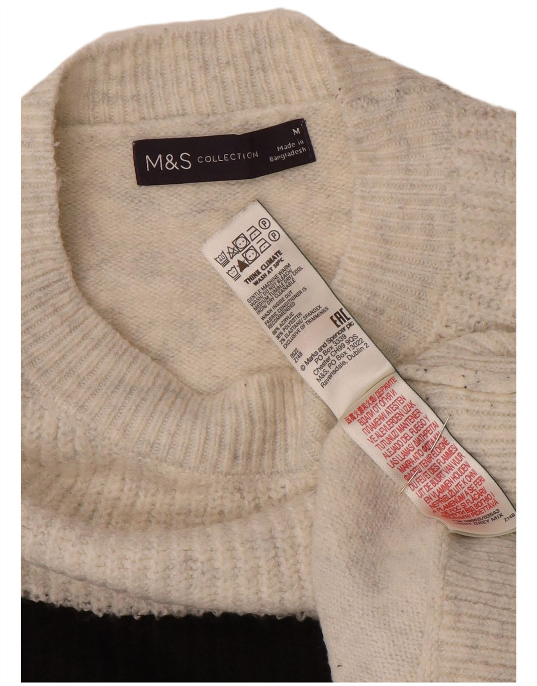 MARKS & SPENCER Dame Boat Neck sweater UK 14 Mellem hvid stribet
