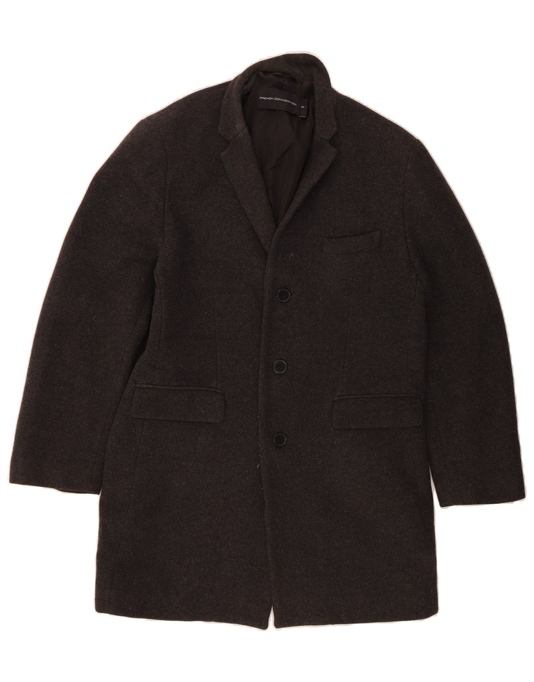 FRENCH CONNECTION Mens Overcoat UK 44 2XL Grey Wool Vintage French Connection and Second-Hand French Connection from Messina Hembry 