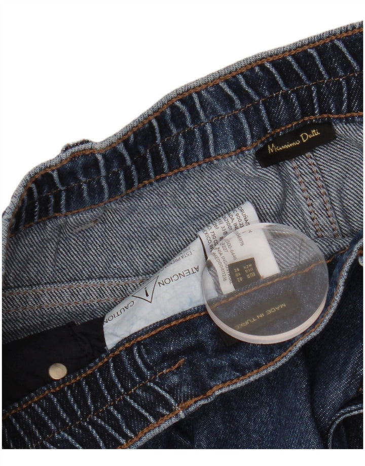 Massimo Dutti Womens Crop Højtaljede jeans med brede ben EU 42 Large W34 L26 Blå