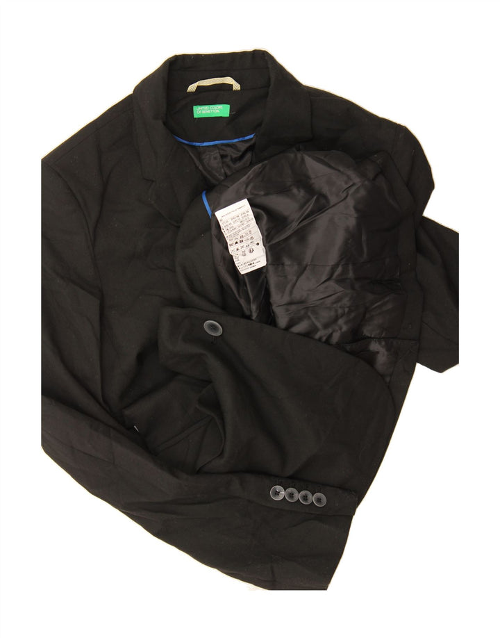 BENETTON Womens 2 Button Blazer Jacket UK 10 Small Black Polyester Vintage Benetton and Second-Hand Benetton from Messina Hembry 