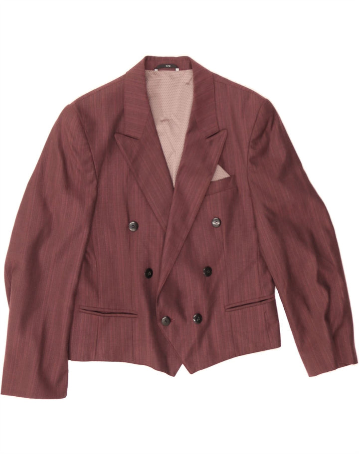 VINTAGE Womens Double Breasted Blazer Jacket UK 14 Medium Burgundy Striped Vintage Vintage and Second-Hand Vintage from Messina Hembry 