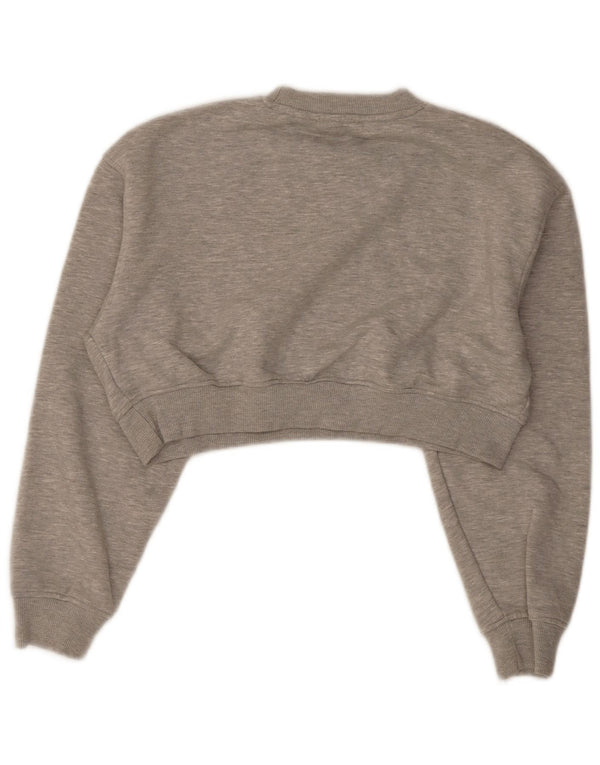 Zara Womens Crop Sweatshirt Jumper UK 14 Medium Grey Polyester