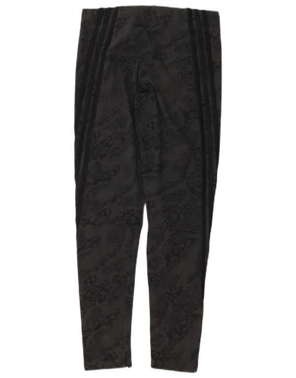 Adidas Womens Leggings UK 12/14 Medium Black Animal Print Bomuld