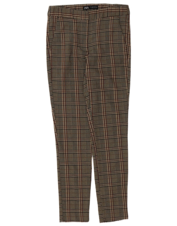 Zara Dame Skinny Chino Bukser XS W24 L27 Grå Plaid