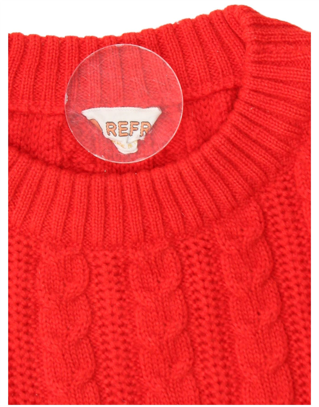 Vintage herre sweater med rund hals, lille rød