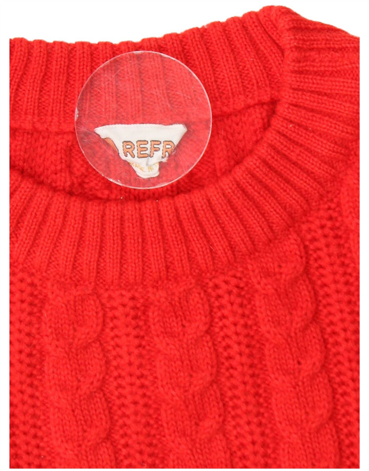 Vintage herre sweater med rund hals, lille rød