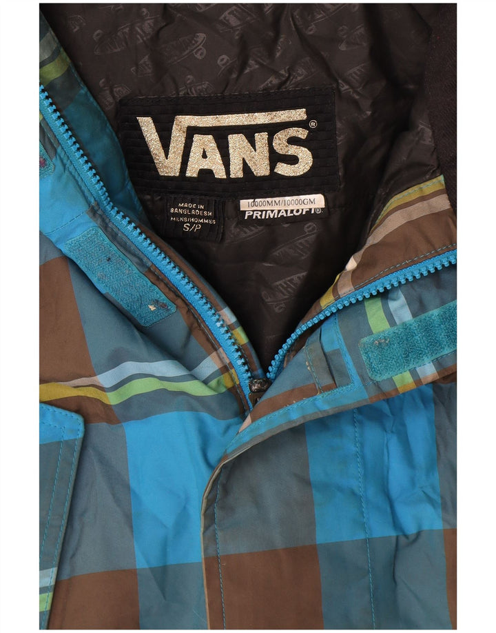 Vans Herre Hooded Windbreaker Jacket UK 36 Small Blue Check Polyester