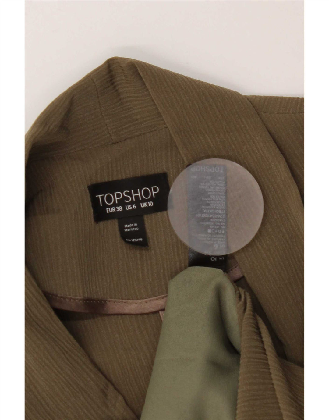 Topshop Dame Oversized 1 Knap Blazer Jacket UK 10 Small Khaki Pinstripe