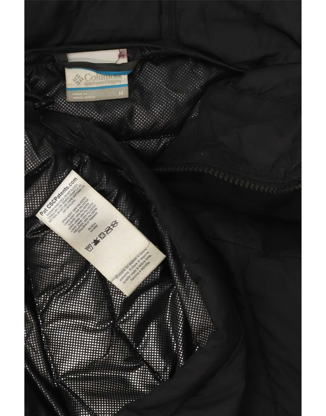 Columbia Herre hættepolstret jakke UK 38 Medium Sort Polyester