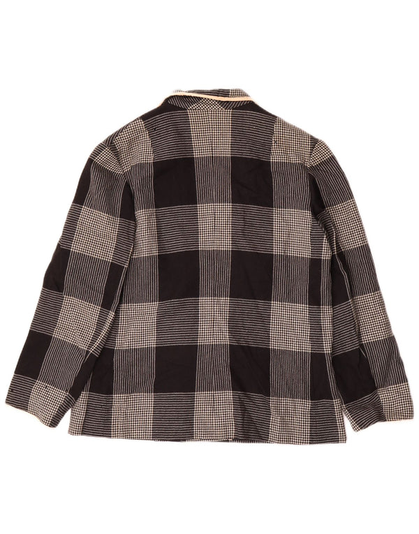 Vintage Dame Dobbeltradet Blazer Jacket UK 14 Medium Black Houndstooth