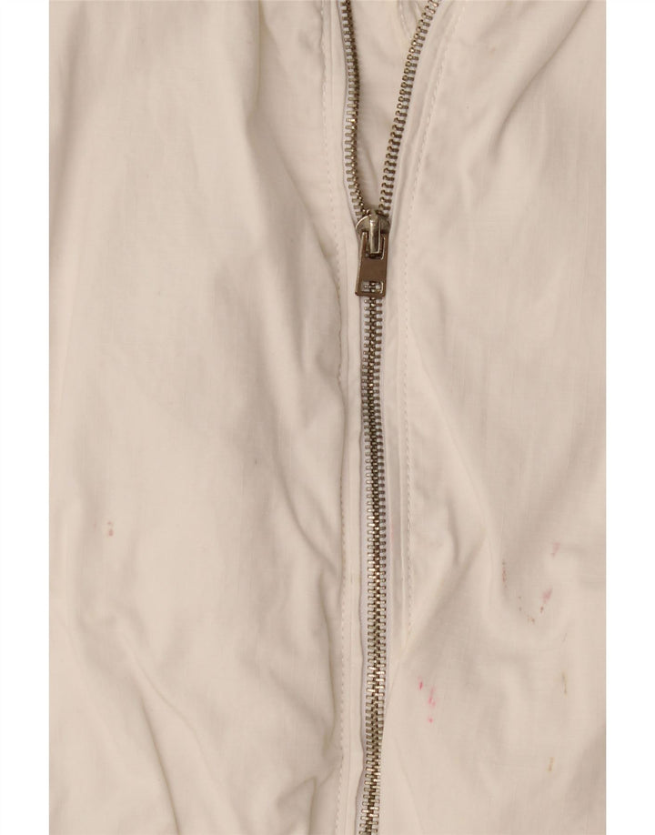 Zara Womens Crop Bomber Jacket UK 16 Large White Bomuld