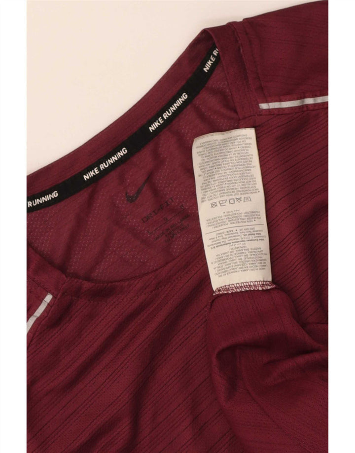 Nike Herre Dri Fit T-shirt Top Stor rødbrun nålestribet polyester