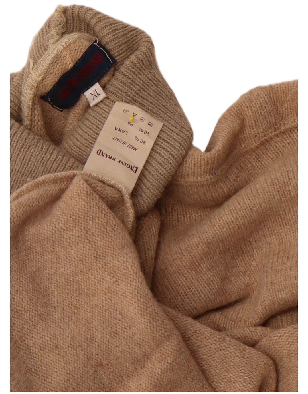 VINTAGE Dame Oversized rullehals sweater UK 18 XL Beige Uld