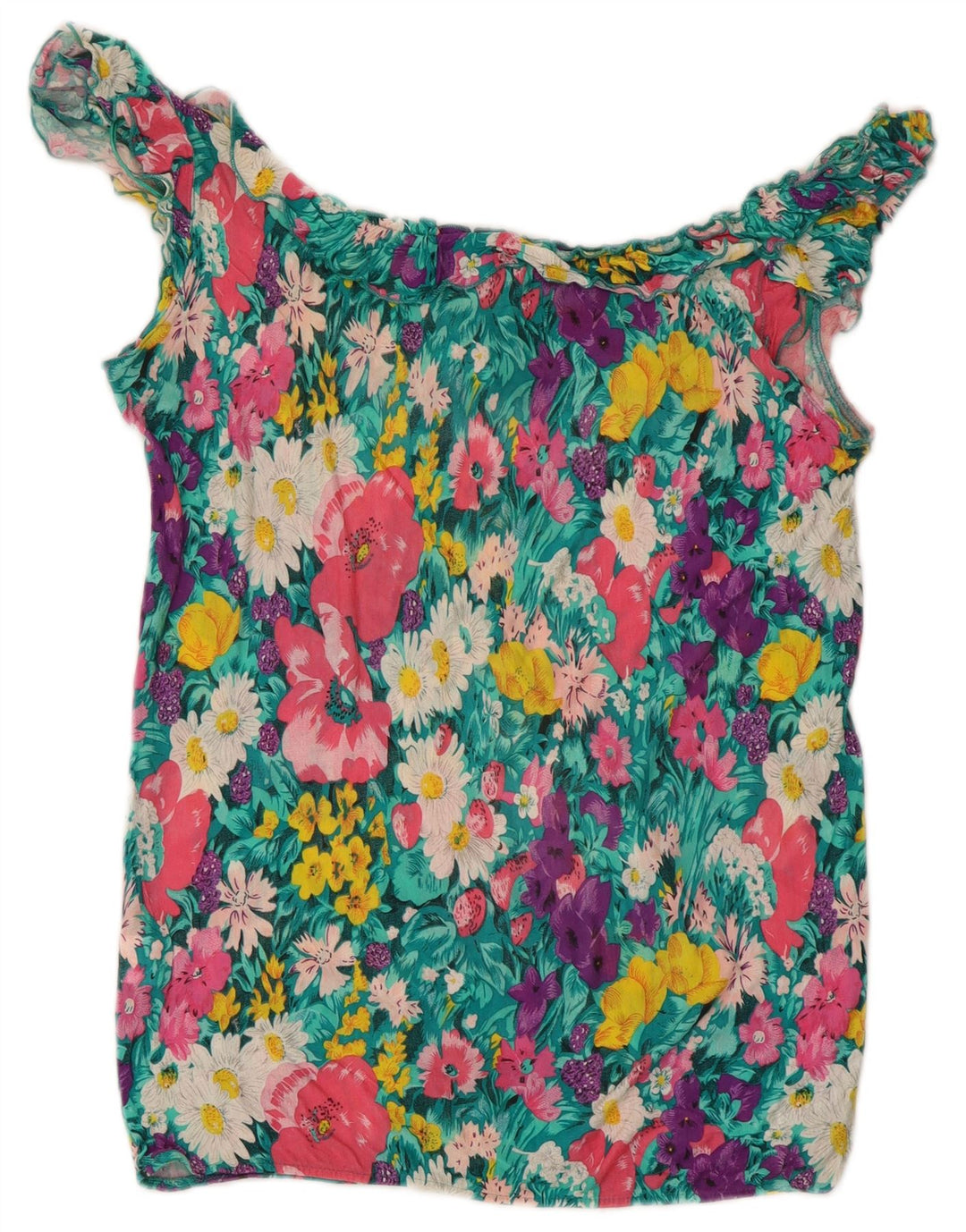 Zara Womens Off Shoulder Top UK 10 Small Multicolored Floral Viscose